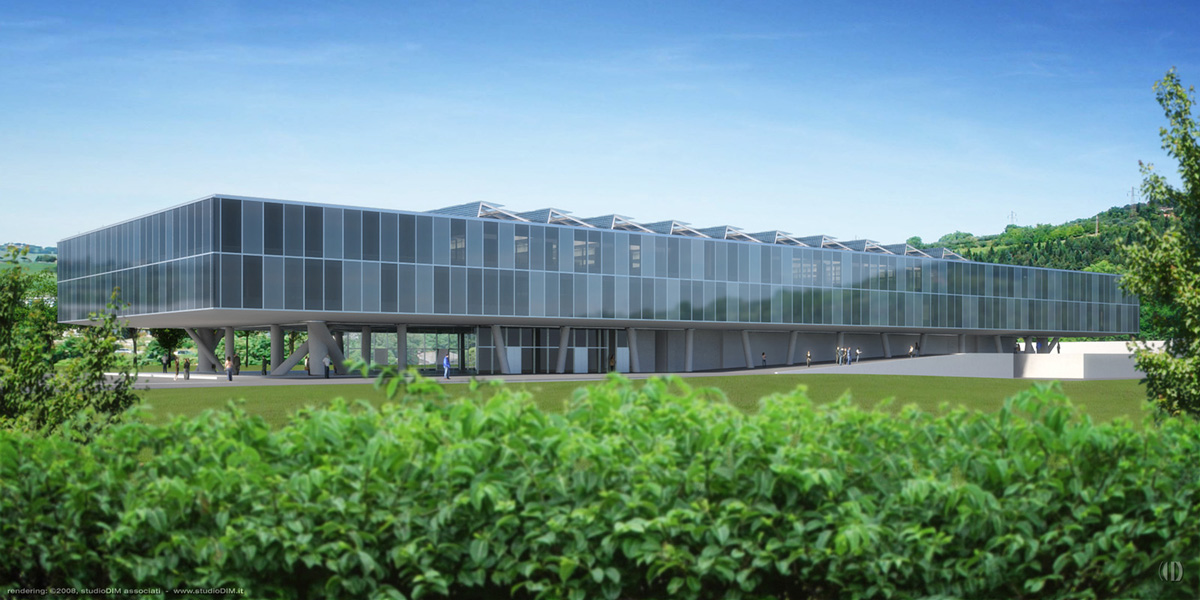 rendering of Renco Headquarters in Pesaro .IT - designed by MCA Mario Cucinella Architects, Bologna .IT