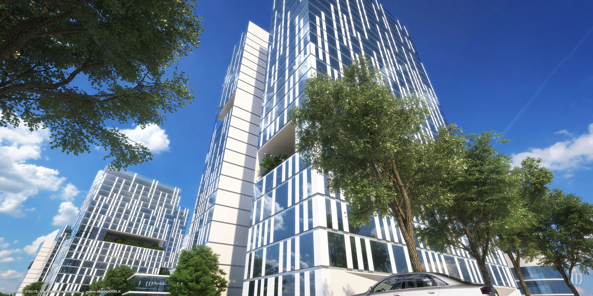 rendering of trade center in Nanchang, Jiangxi .CN - designed by arch. Guido Giacomo Bondielli, Montignoso MS .IT