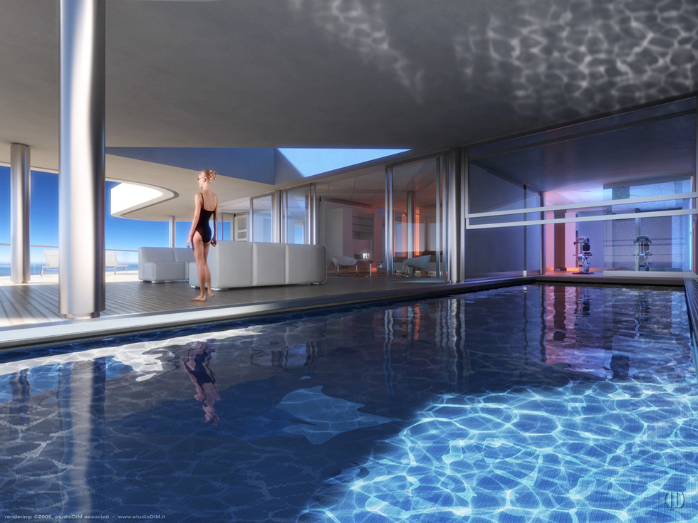 rendering of Elounda Beach Bungalows in Crete .GR - designed by Davide Macullo Architetto, Lugano TI .CH