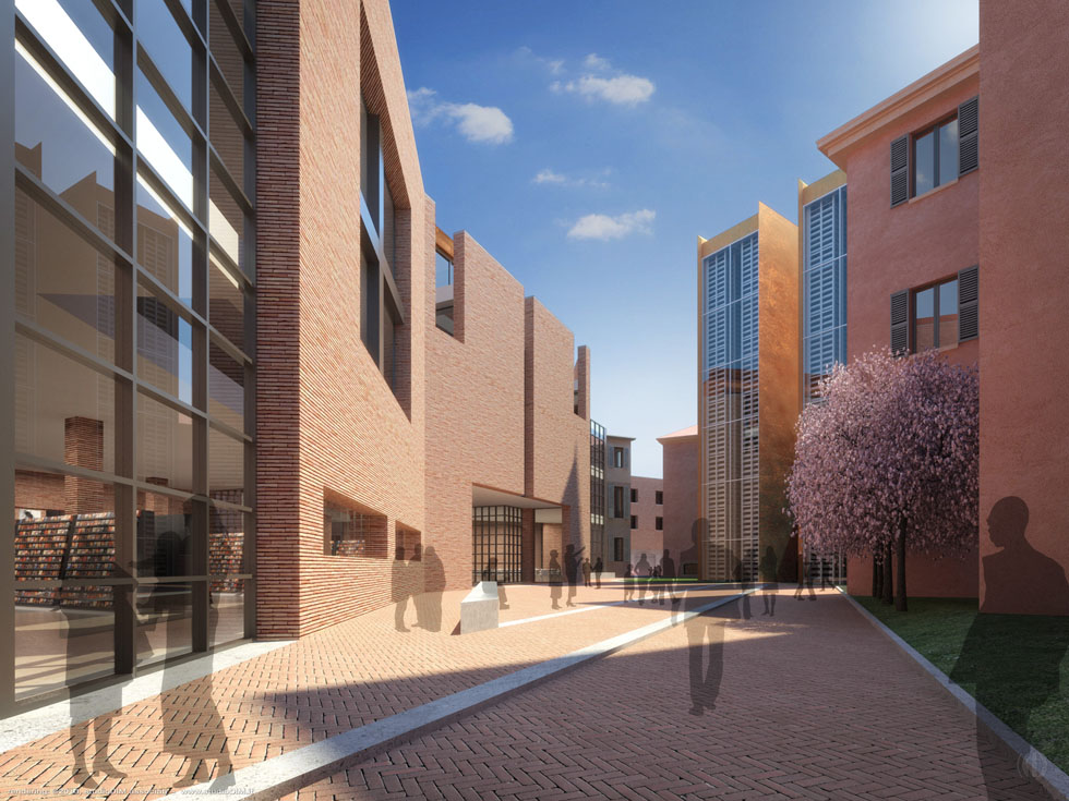 rendering of Santagostino Cultural Center in Modena .IT - designed by Gae Aulenti Architetti Associati, Milan .IT