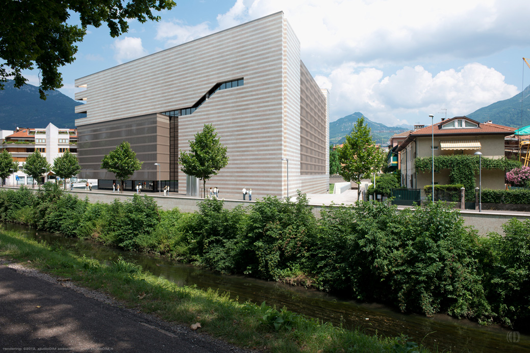 rendering of the central library of the University of Trento .IT - designed by Mario Botta Architetto, Lugano TI .CH