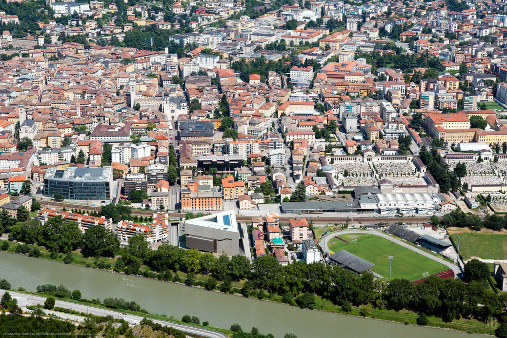 rendering of the central library of the University of Trento .IT - designed by Mario Botta Architetto, Lugano TI .CH