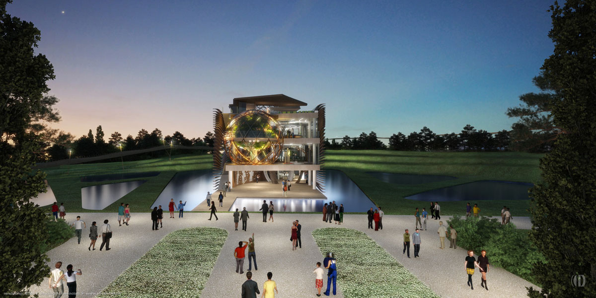 rendering of Naturalia Botanical Gardens in Baku .AZ - designed by AG&P / Arassociati/ Simmetrico, Milan .IT